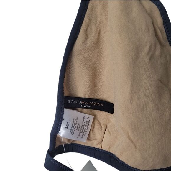 BCBG Women's Dusty Blue Ruffle Halter Bikini Top Size L NWT - Picture 5 of 5